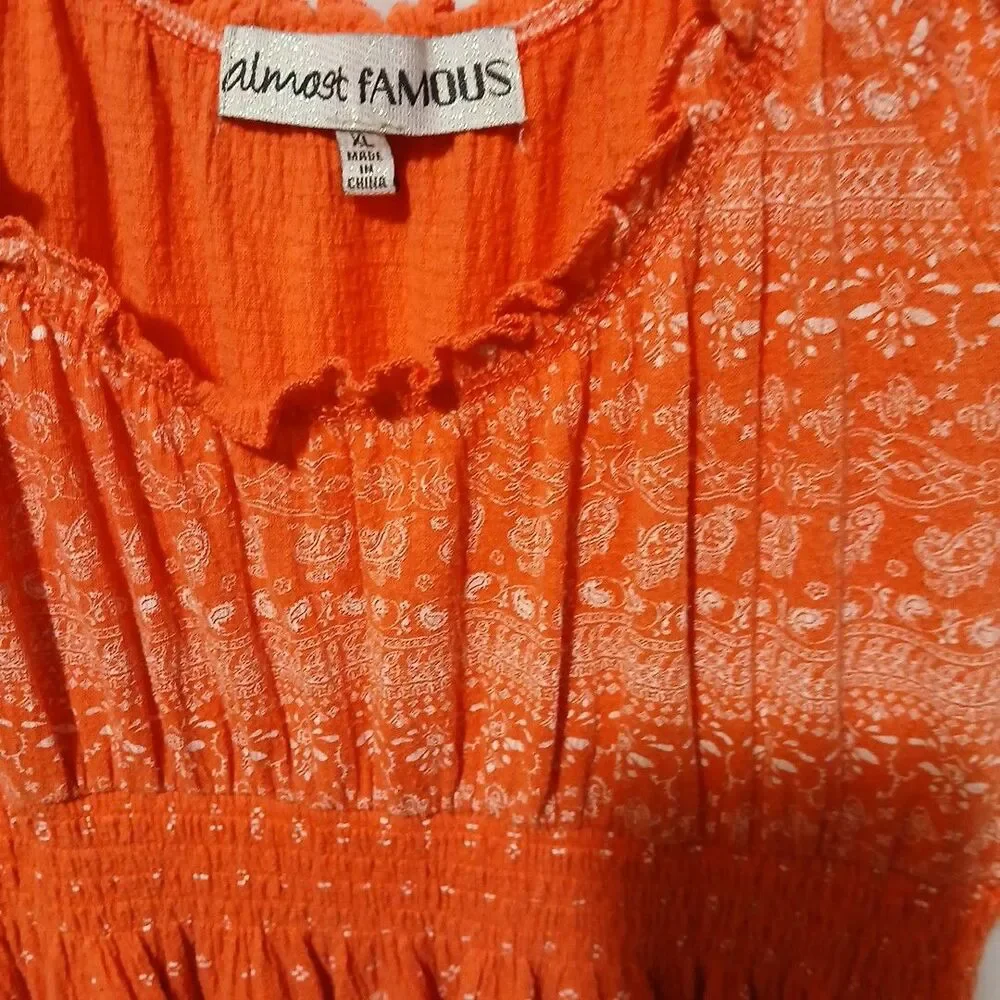 Almost Famous Juniors Summer Dress Size XL Carol Paisley Off Shoulder Midi